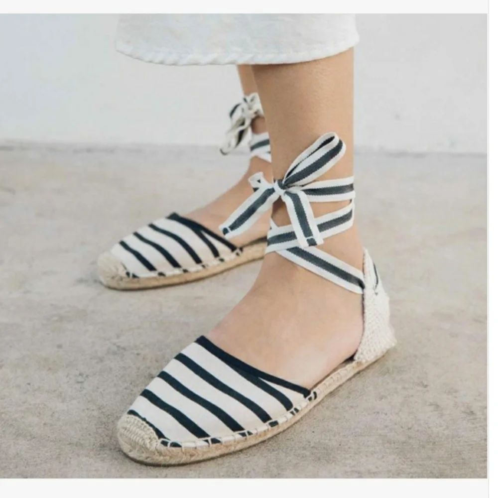 Chic Soludos Striped Ankle Tie Espadrilles - Picture 15 of 16